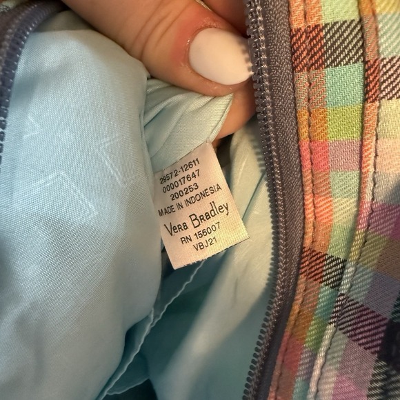 Vera Bradley Medium Tote Bag Purse Shoulder Bag in Gingham Plaid Pattern - Picture 9 of 13